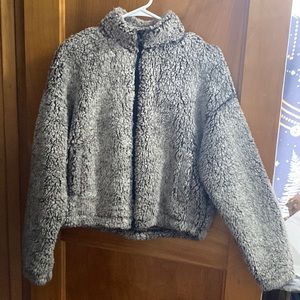 Fuzzy Gray Zipper Sweater